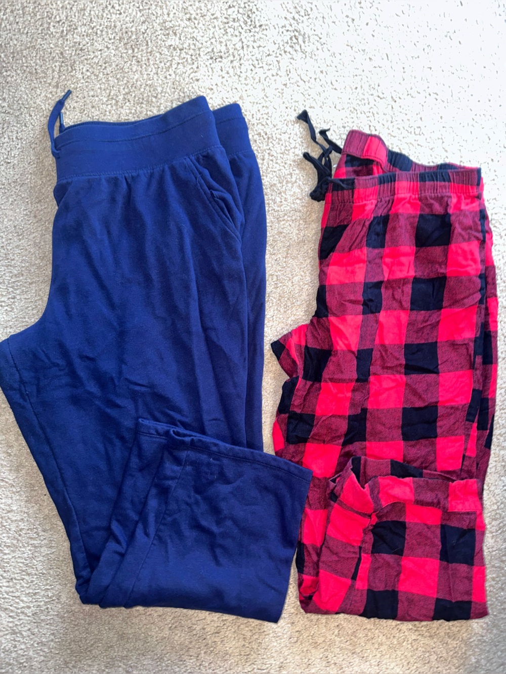 Women’s Navy Tek Gear Sweatpants & Red/Black Buffalo Plaid Pajama Bottoms